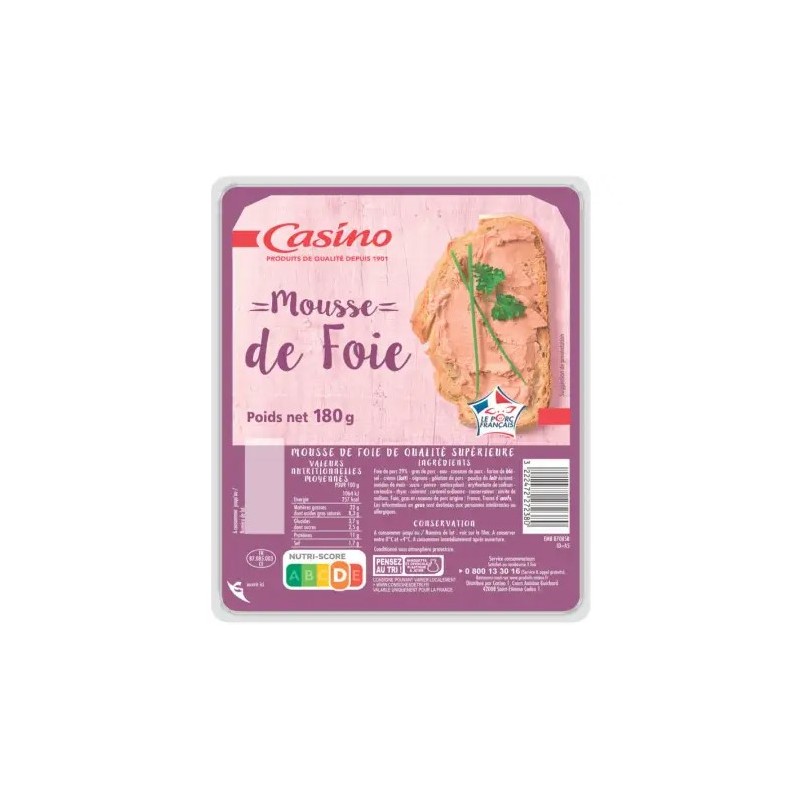 CASINO Mousse de foie - 180g