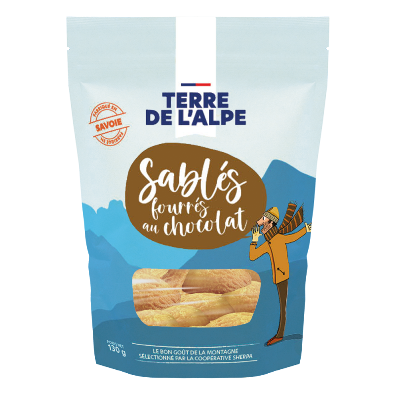 TERRE DE L'ALPE Sablés Fourrés Chocolat - 130g TERRE DE L'ALPE Sablés Fourrés Chocolat - 130g